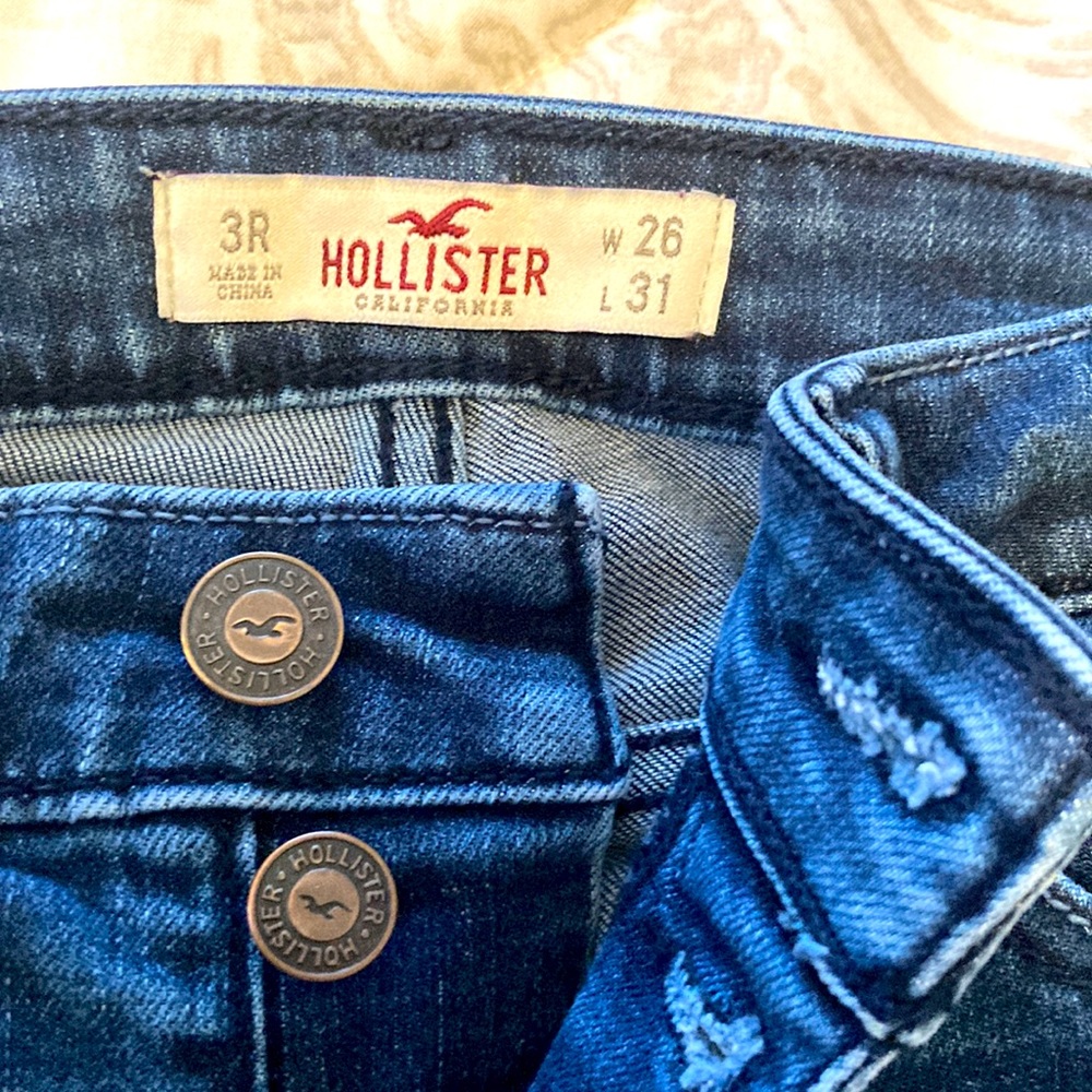 Girls Hollister dark wash ripped legging jeans
